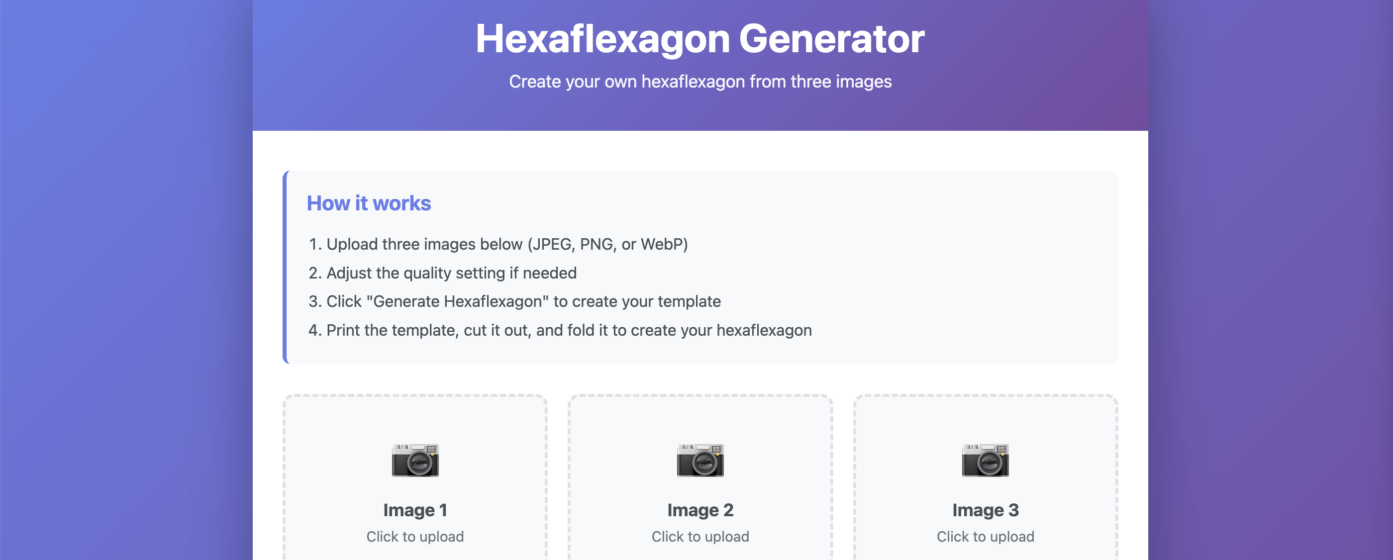 Screenshot of Hexaflexagon Generator